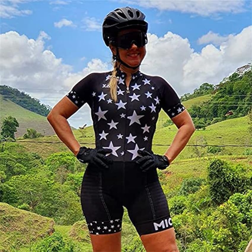 Femme Maillot de Cyclisme Manches Courtes Combinaison de Triathlon Une Pièce Respirante Rembourrée VTT Vélo WnDR5wHm