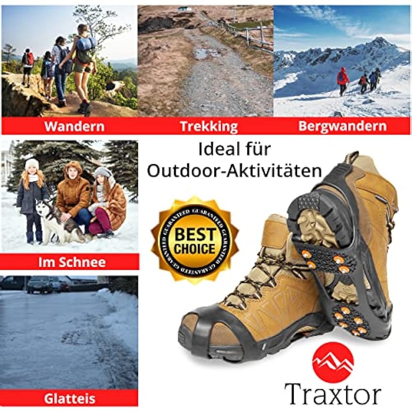 Traxtor Crampons antidérapants pour chaussures d´hiver - Pour la glace et la neige - Avec 15 pics de rechange vNuerKCX