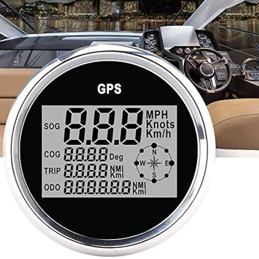 Odomètre 85mm, compteur de vitesse GPS 3.3in 12V/24V avec jauge numérique rétroéclairée 0-999 noeuds KM/H MPH pour bateau de voiture kHAD66Bz