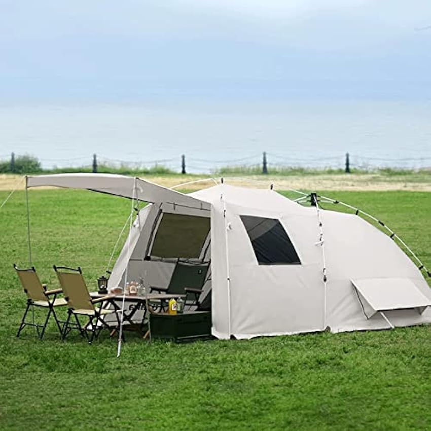 Tente de Camping avec Installation instantanée avec Porche intégré, tentes Tunnel familiales résistantes aux intempéries U2000 mm pour 5 à 8 Personnes pour la pêche, la randonnée, Le Pique-Nique LwwoenzW