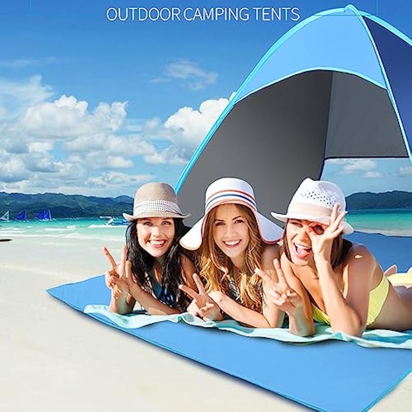 DERCLIVE Tente de plage pop-up pour 2 à 3 personnes, protection solaire UV, abri solaire étanche, tente de camping pour famille, installation facile, abri solaire de plage avec excellente ventilation ZjIiTkWm