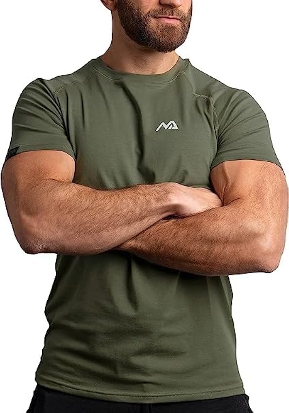 NATURAL ATHLET Slim-Fit Fitness Tshirt pour Hommes - T-Shirt de Gym Long à Séchage Rapide - Musculation, Entraînement en Force et Sport mH4RzmXU