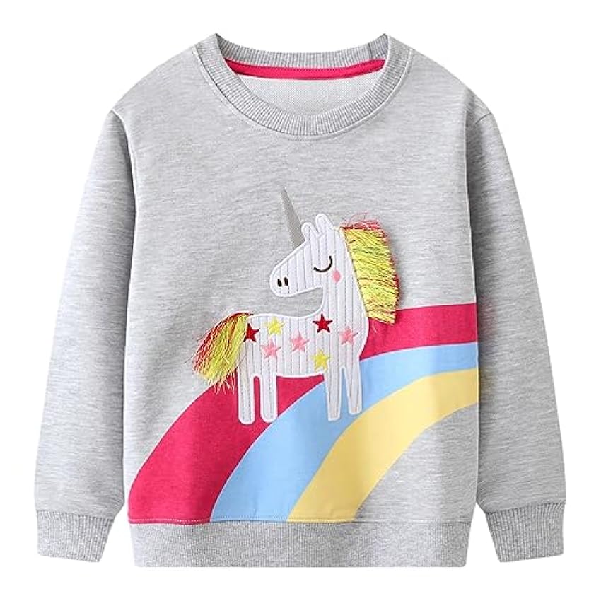 Codkkre Sweatshirt Fille Pull Fille Coton Sweat-Shirt Enfant Fille Printemps Automne Hiver Col Rond Sweater pour Enfants 2-7 Ans 1l2vdM7v