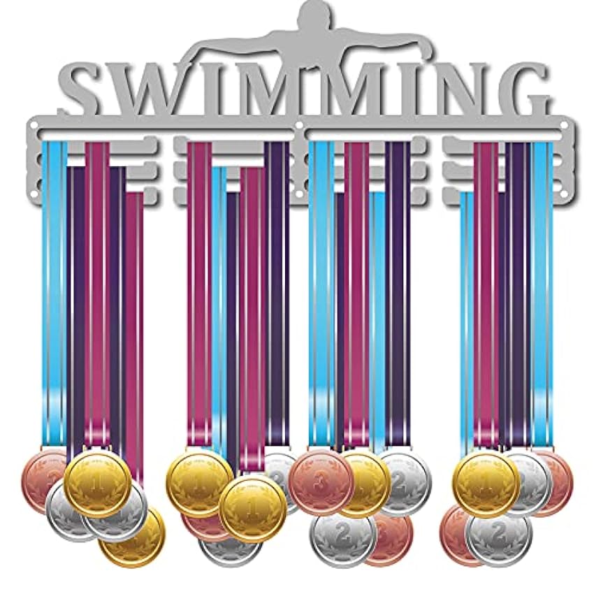 CREATCABIN Swimming Porte-Médailles de Nageur Médailles Présentoir Support Mural Cintre Décor Porte-Médailles pour Coureurs Stockage de Badges Maison 3 échelon Médaillé sur 60 médailles xefiCnjn