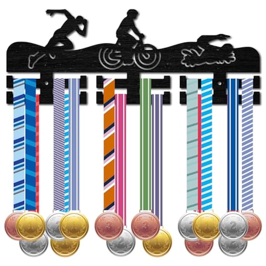 CREATCABIN Support Médaille Équestre Bois,Support Médaille Sport,Support Mural Monté sur 30 médaille,Support Ruban pour Compétition D´Équitation,Athlètes Médaillés,Noir 15.7x5.9 Pouces fXfbDdd5