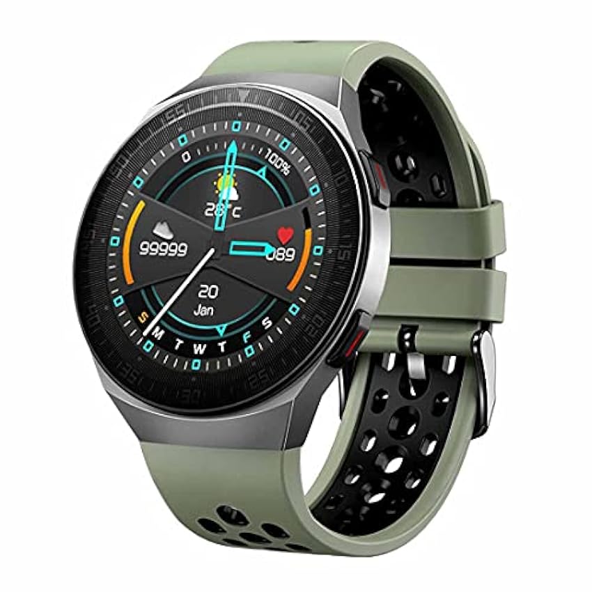 XHJL Montre Intelligente, Trackers de Fitness Moniteur Cardiaque Podomètre Chronomètre Écran Tactile Complet de 1,3 Pouces Smartwatches IP67 Compteur de Pas étanche pour Android iOS, Unisexe (Green) WPFJB9HA