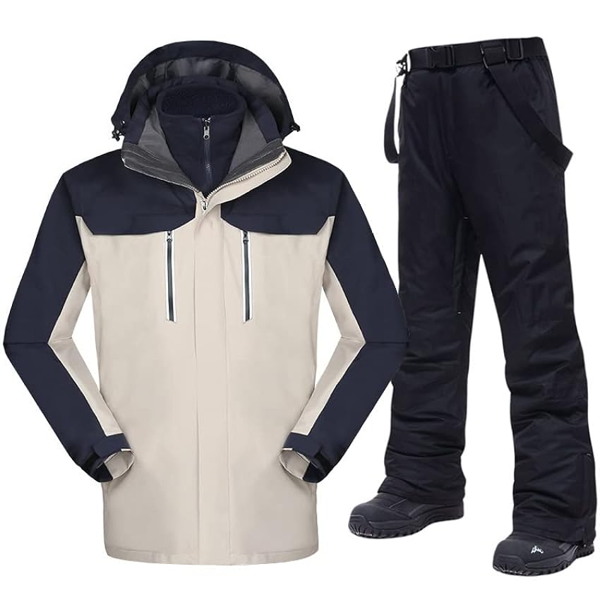 Combinaison de ski pour homme - Coupe-vent - Imperméable - Thermique - Veste et pantalon - Vêtements de ski et de snowboard - Taille S Jp1ElRiG