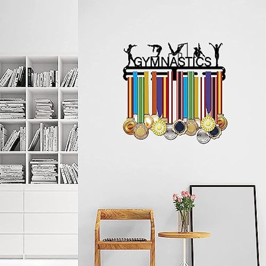 Obelunrp Porte-médaille, 15,7x6 Pouces de Gymnastique en métal Gymnastique Médailles d´athlète, Support de médaille Mural, Support de Mur de médaille de Sport pour décoration de Roon Living Home 7E8Cm6LZ