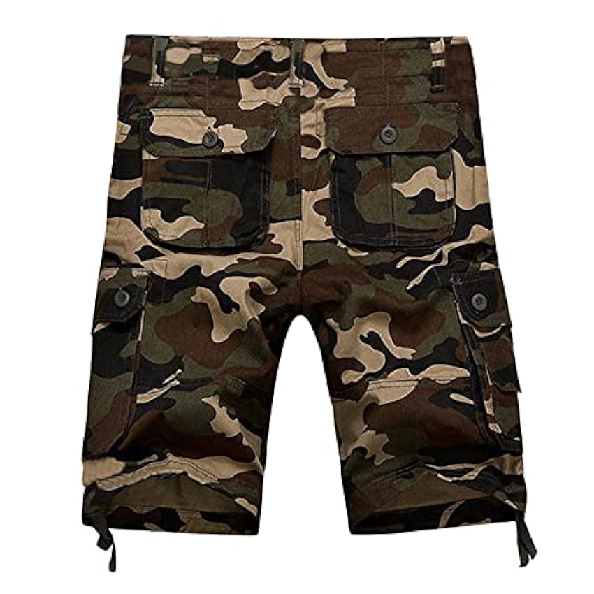 IQYU Short cargo camouflage pour homme - Coupe droite - Respirant - Pantalon de randonnée - Short de loisirs - Avec nombreuses poches - Short de course - Pantalon de survêtement V7EsBN6g