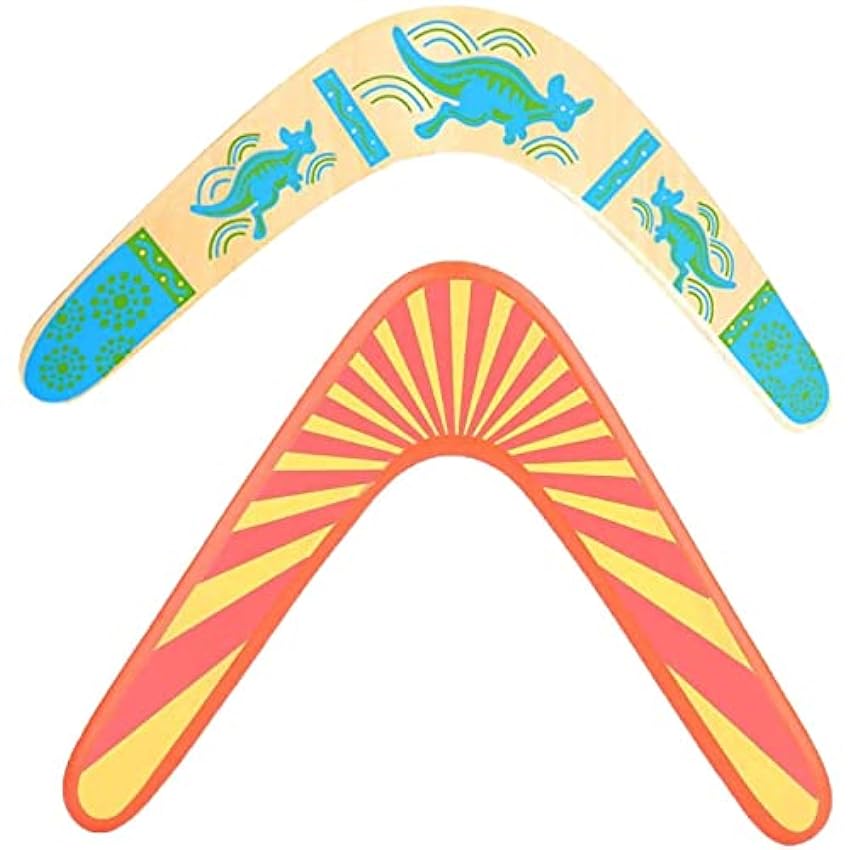 Guador Boomerang en Bois, 2 Pièces Premium Durable Boomerang en Bois Boomerang en Bois en Forme de V Jouet Volant Throwback en Forme pour Enfants Jeux(Deux Styles) MS3toQLG