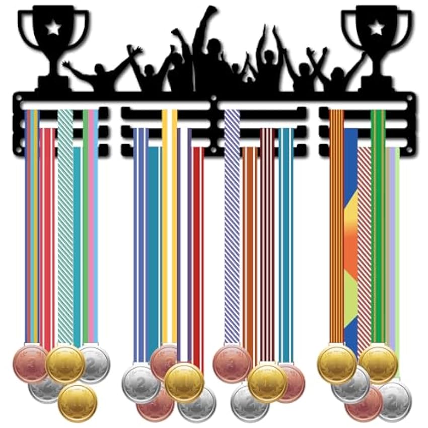 CREATCABIN Porte-Médaille Course à Pied avec Support Médaille Sport sur 60+ médailles Récompense Support Fer Cadre Mural à Suspendre pour Médaillé Coureur Gymnastique Marathon Athlète Cadeau 40x15cm pBHrkomW