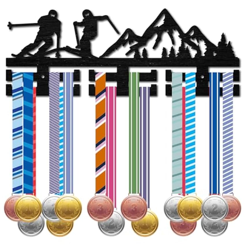 CREATCABIN Support Médaille Équestre Bois,Support Médaille Sport,Support Mural Monté sur 30 médaille,Support Ruban pour Compétition D´Équitation,Athlètes Médaillés,Noir 15.7x5.9 Pouces fXfbDdd5