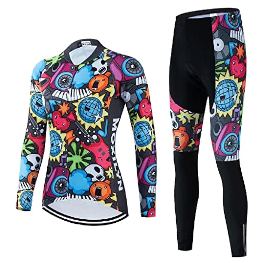 MOXILYN Ensemble de vêtements de cyclisme à manches longues en jersey 20D rembourré avec pantalon de cyclisme respirant et protection UV Q0j2ph12