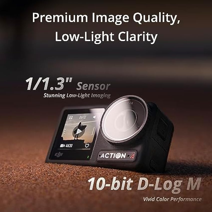 DJI Bundle Osmo Action 4 Standard - Caméra d’Action étanche 4K/120 IPS avec capteur 1/1,3 Pouce, des Images saisissantes en Basse lumière, des Couleurs D-Log M 10 Bits, Batterie 1 770 mAh prolongée hlyKoNAm