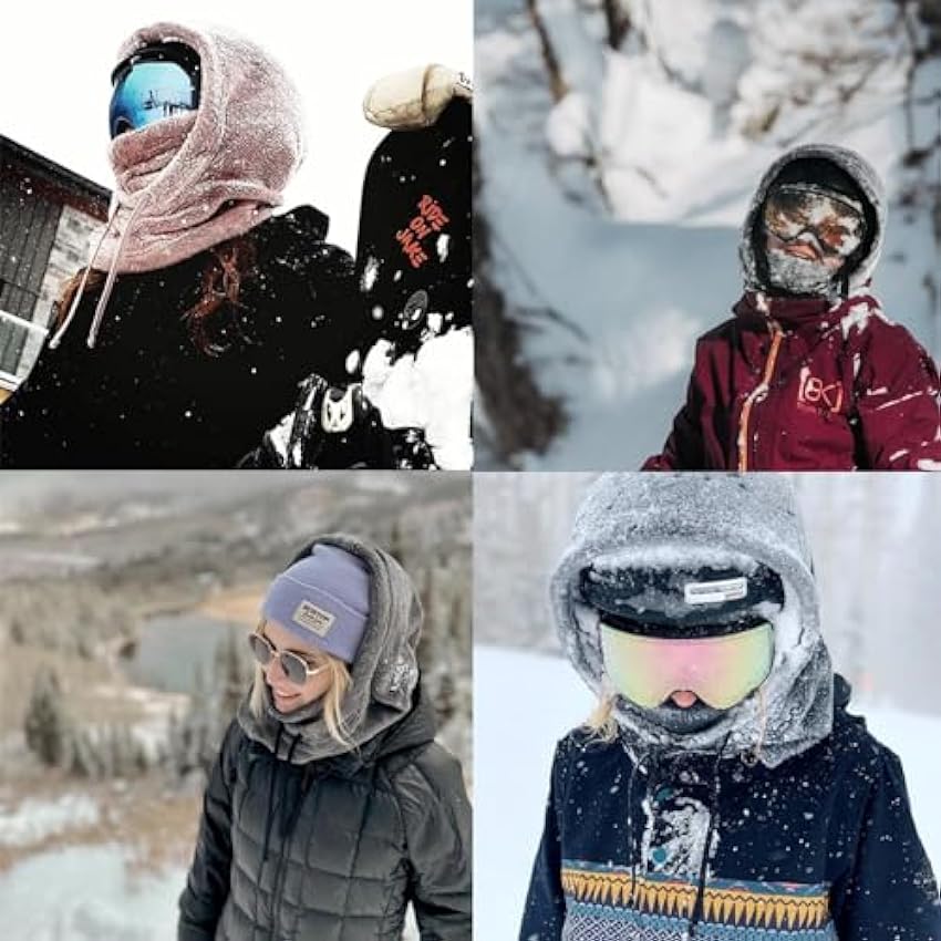 ZARUX Masque de Ski Sherpa Hood, Capuche Sherpa, Masque de Ski Cagoule, Couverture de Masque d´hiver, Masque d´hiver résistant au Vent. Jhy223sC