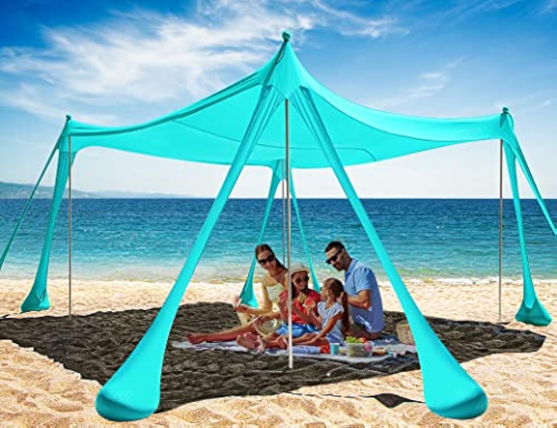 Tente de plage UPF50+ avec pelle à sable, piquets et po