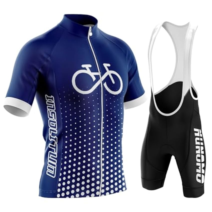 Été Tenue VTT Pro pour Homme, Maillot de Cyclisme à Manches Courtes + Vêtement Combinaison Cycliste et Cuissard à Bretelle Vélo Route avec 9D Gel Rembourré lcwjBIE3