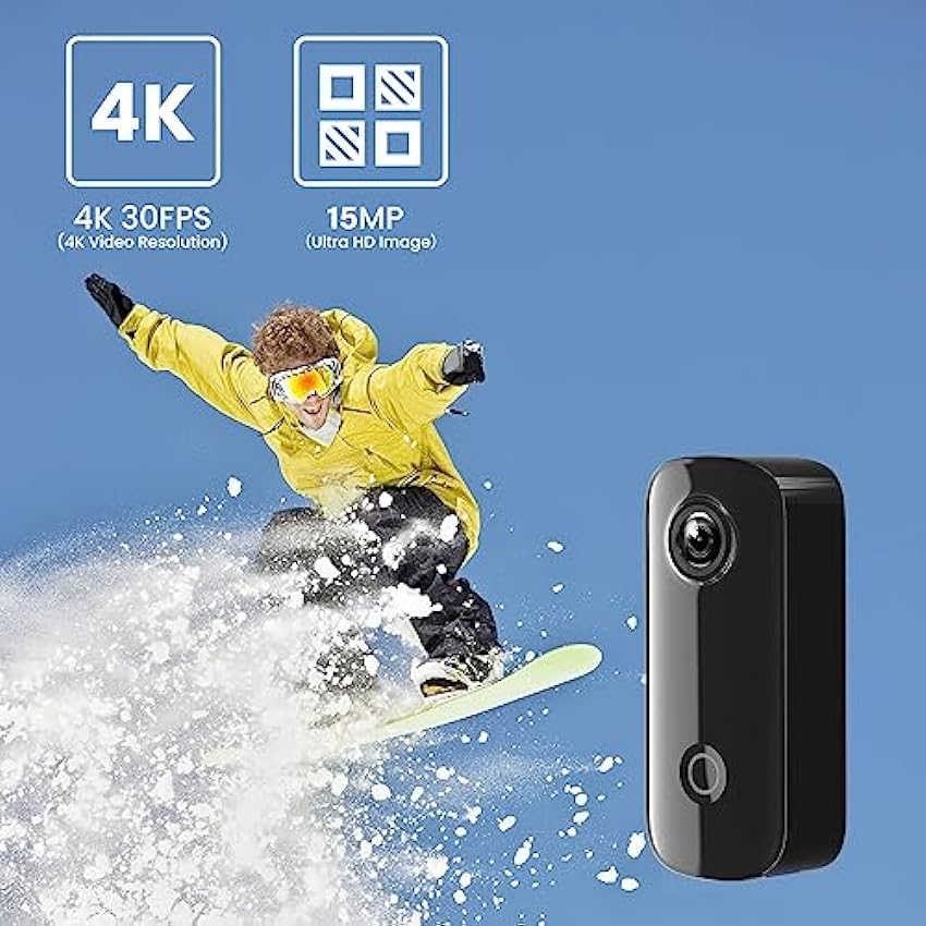 SJCAM SJ C100+ Petite Caméra d´action Caméra de Poche Caméra Sportive Portable, 4K30FPS Caméra WiFi, Contrôle APP, étanche à 98FT sous l´eau, Caméra pour Casque avec Kits de Montage (Noir) w9edO5EJ