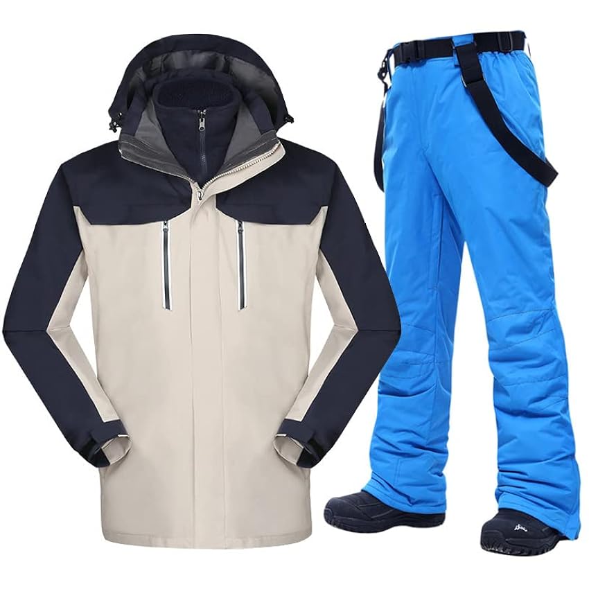 Combinaison de ski pour homme - Coupe-vent - Imperméable - Thermique - Veste et pantalon - Vêtements de ski et de snowboard - Taille S Jp1ElRiG