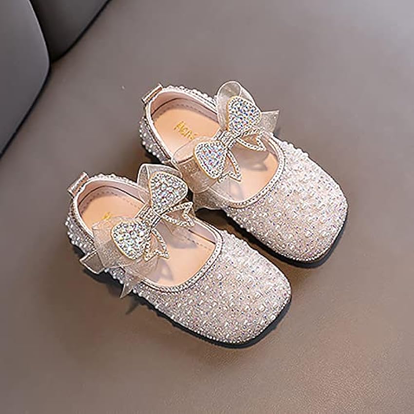 Generisch Chaussures de princesse pour fille - Fil en maille - Nœud - Chaussures de danse - Sol doux - Chaussures de danse - Chaussures plates mignonnes et élégantes NrloQ89L