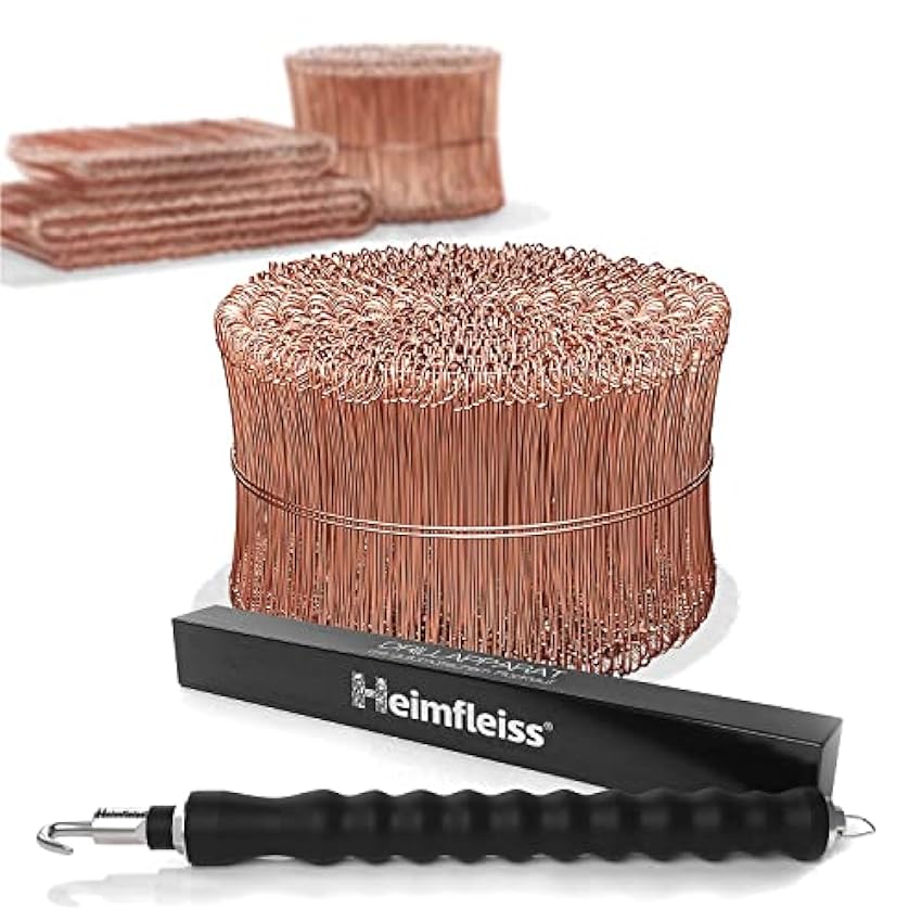 Heimfleiss® Torsadeuse + fil de fer recuit 1,0 x 100-160 mm (1000 pcs.) - Set de qualité torsadeuse fil de fer & fil de ligature - Fermeture de fil de fer Fil de fer à œillet INaUdHMM