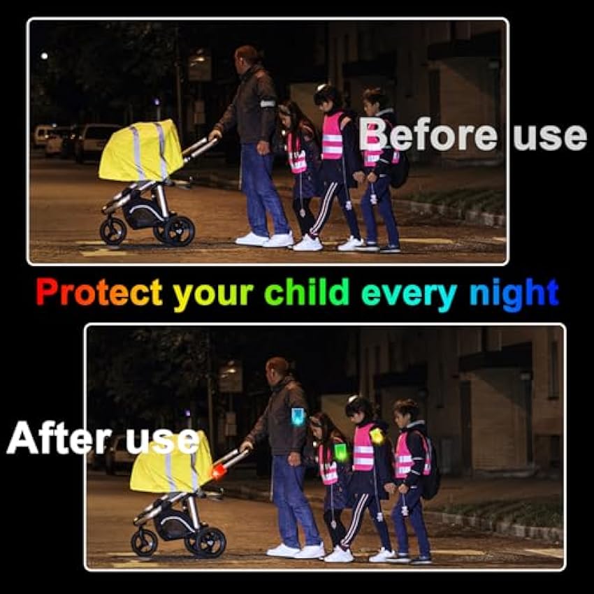 Funmo Lumières de sécurité à LED,LED Clignotant Cartable,Clip de Lampe réfléchissante magnétique, Super Endurance,pour Enfants, randonnée, Course dTSWwmnh