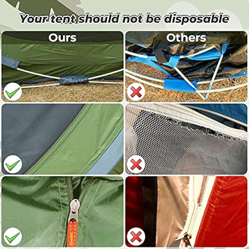 Tente de Camping 2 3 Personnes, Automatique Ultralégère Tente Dôme Pop Up, 2 en 1 Double Couche pour Camping, Randonnée Familiale f5dbBwHi