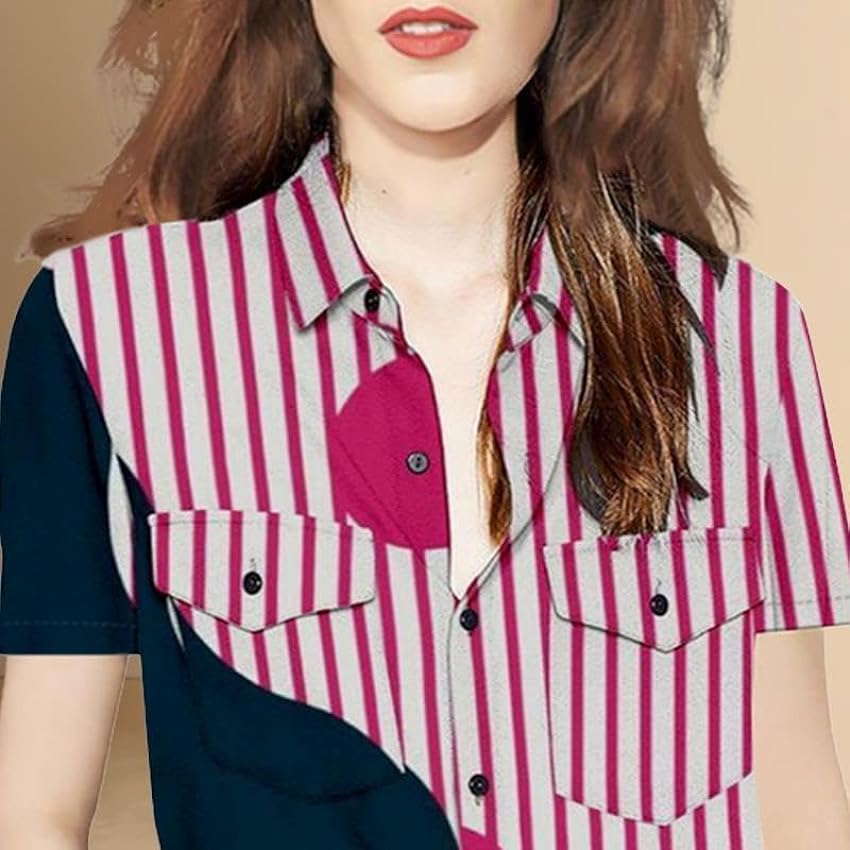 SDFGH Chemises françaises à coutures rayées d´été for femmes (Color : D, Size : XL code) HJNHsKir