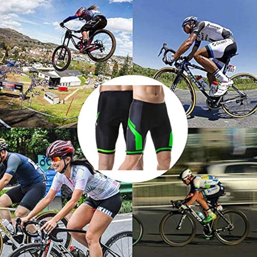 QYY Short Cycliste Homme Rembourre 4D Gel Pantalon de VTT et Pantalon de avec Absorption des Chocs et séchage Rapide Cyclisme Descente VTT Tight Route Shorts véloFluorescent green-3XL tV46ZNyy