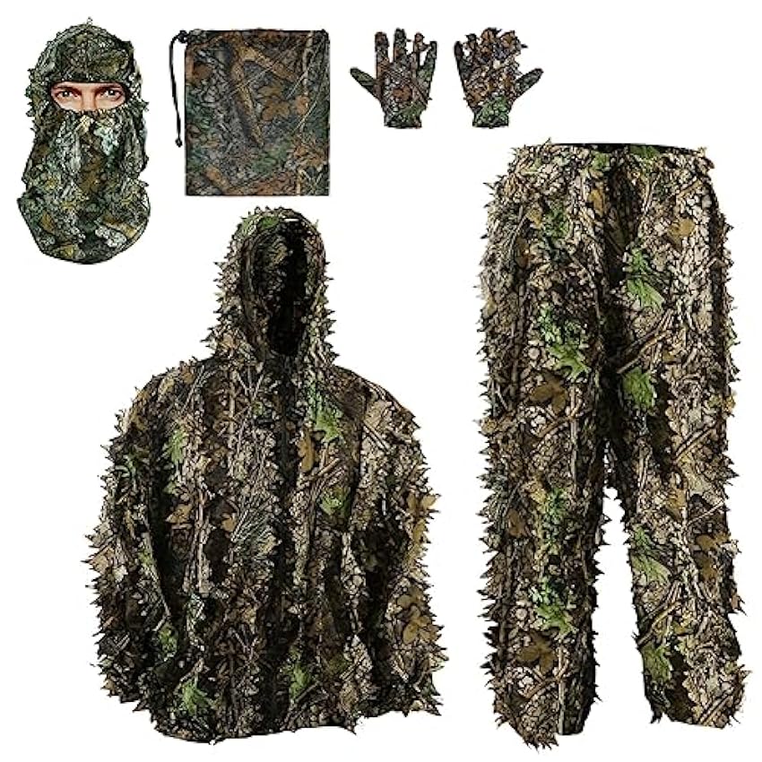 PELLOR Outdoor Camouflage Gilly 3D Leaf Camouflage Masq