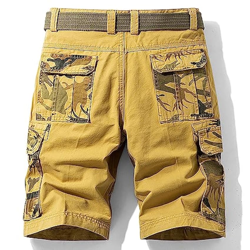 Youthful flying Homme Bermuda Pantalon Court Cargo Travail Casual Shorts avec Multi-Poches Court Pantalon de Plage(Size:32W,Color:Khaki) pnBOeR0J